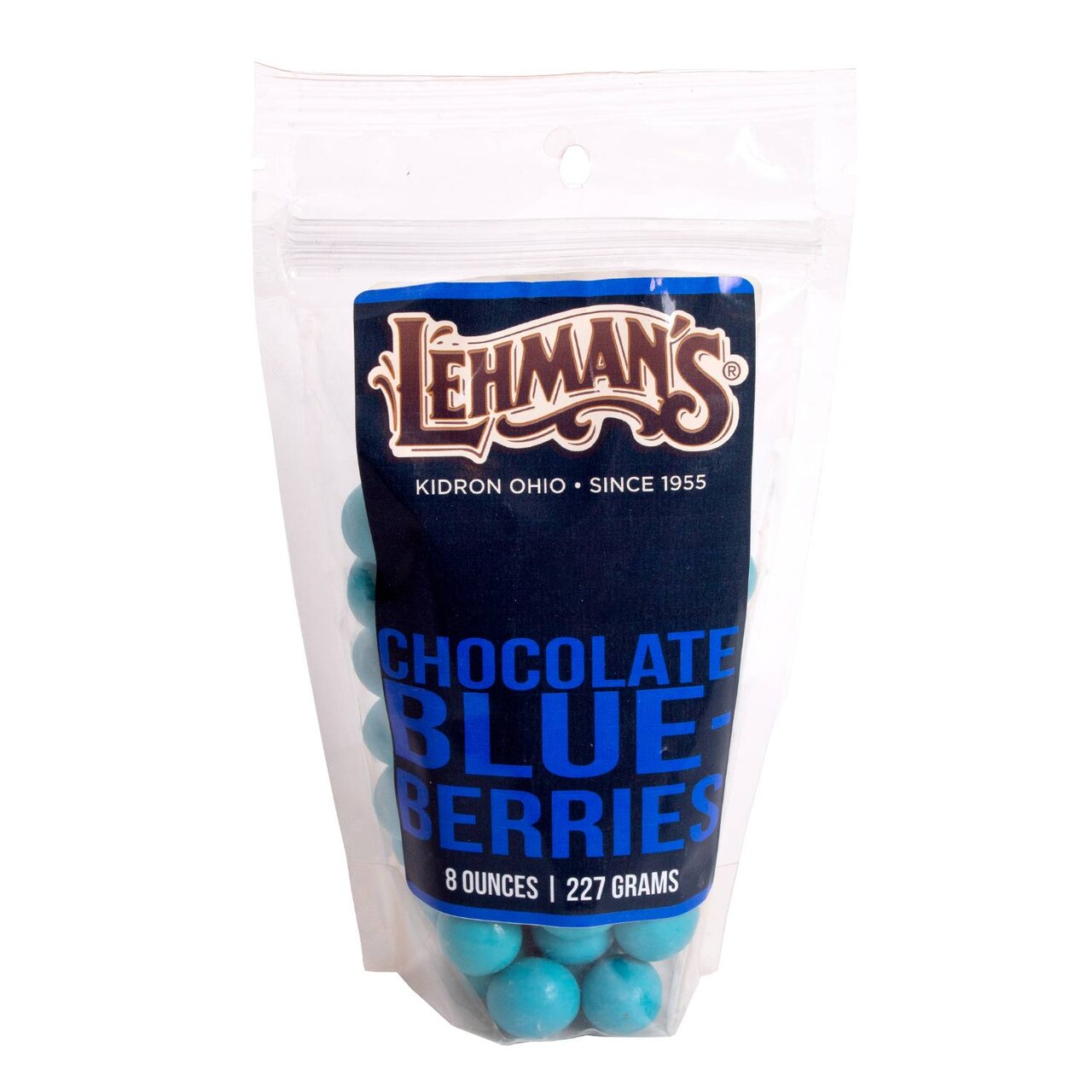 Lehman's Chocolate Candy Coated Fruits, Creamy Milk Chocolate and Dried Blueberries or Cherries, 8 oz Resealable Bag